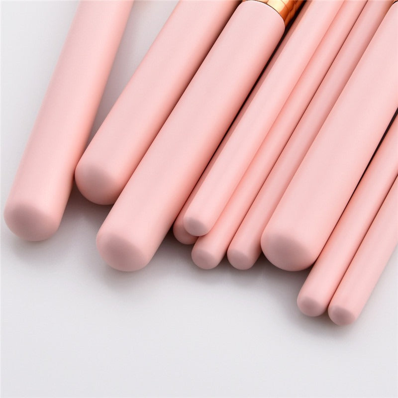 10-Piece Pink Makeup Brush Set